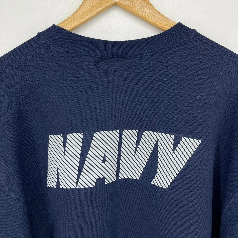 Soffe Mens US Navy Reflective Logo Crewneck Fleece Sweatshirt Blue Size M NWT